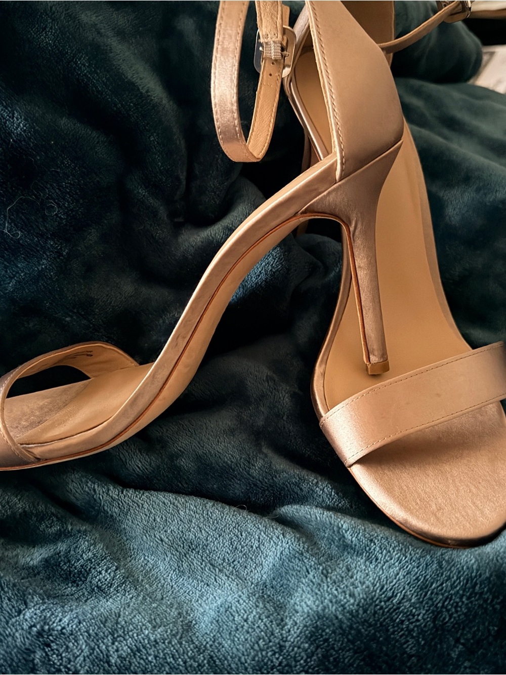 Ralph Lauren Metallic Rose Gold Ankle-Strap Heels